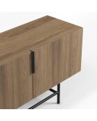 Meuble TV à 4 portes Anagni en stratifié structure métallique brun - 200 x 35 x 55 cm