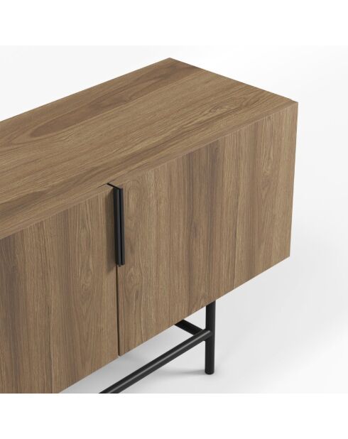 Meuble TV à 4 portes Anagni en stratifié structure métallique brun - 200 x 35 x 55 cm