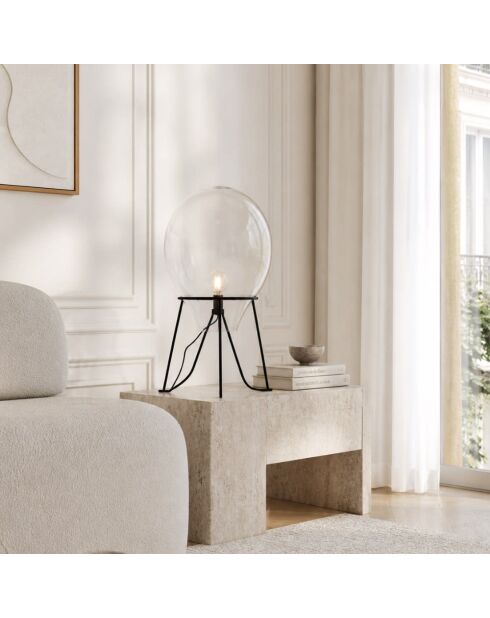 Lampe de table Loano en verre transparent avec structure en métal transparent - 38 x 38 x 63 cm