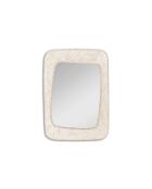Miroir mural rectangulaire Ostuni avec cadre en pierre fossilisée beige - 90 x 65 x 3,5 cm