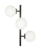 Lampadaire en métal Bordighera avec quatre diffuseurs en verre noir - 37,5 x 25 x 149,8 cm