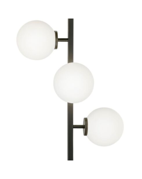 Lampadaire en métal Bordighera avec quatre diffuseurs en verre noir - 37,5 x 25 x 149,8 cm