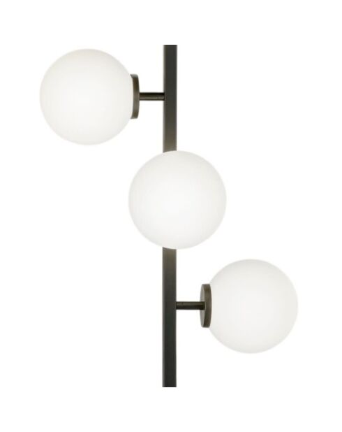 Lampadaire en métal Bordighera avec quatre diffuseurs en verre noir - 37,5 x 25 x 149,8 cm
