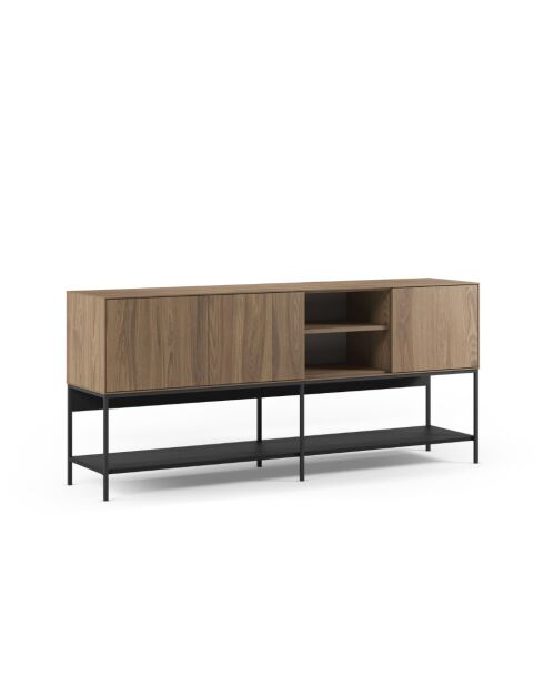 Buffet à 3 portes et 2 étagères Palinuro en stratifié avec structure métallique brun - 180 x 40 x 80 cm