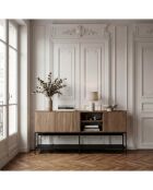 Buffet à 3 portes et 2 étagères Palinuro en stratifié avec structure métallique brun - 180 x 40 x 80 cm