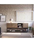 Buffet à 3 portes et 2 étagères Palinuro en stratifié avec structure métallique brun - 180 x 40 x 80 cm