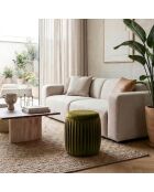 Pouf Orta en velours plissé vert olive - 35 x 35 x 40 cm