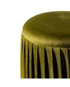 Pouf Orta en velours plissé vert olive - 35 x 35 x 40 cm