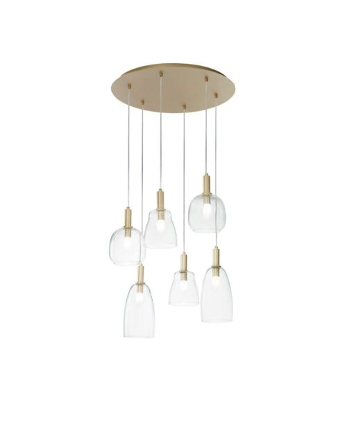 Suspension Giulianova avec six diffuseurs en verre soufflé doré - 60 x 50 x 30 cm