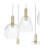 Suspension Giulianova avec six diffuseurs en verre soufflé doré - 60 x 50 x 30 cm