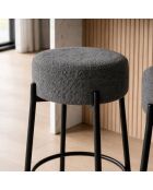 Ensemble de 2 tabourets de bar et de cuisine en tissu Tropea gris foncé/noir - 41 x 41 x 67 cm