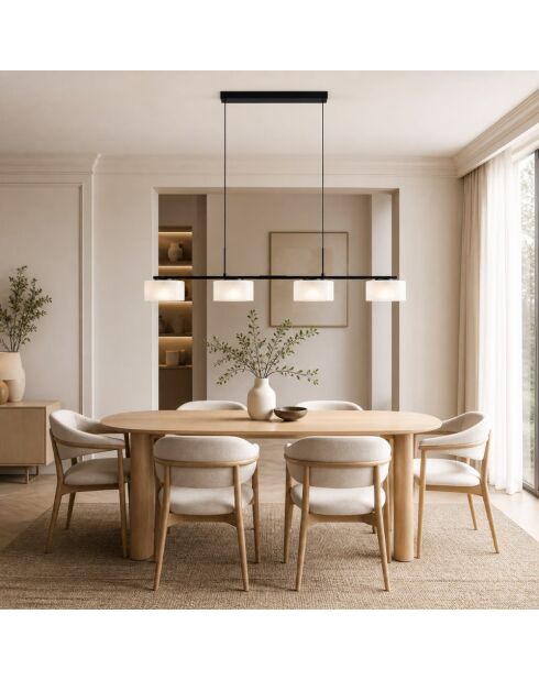 Suspension Moneglia en métal avec quatre diffuseurs et luminosité réglable blanc - 93 x 200 cm