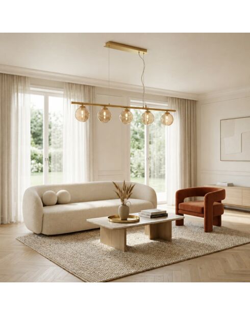 Suspension linéaire en métal Surbo avec cinq diffuseurs doré - 100 x 15 x 15 cm