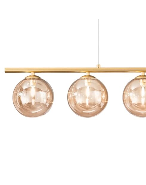 Suspension linéaire en métal Surbo avec cinq diffuseurs doré - 100 x 15 x 15 cm