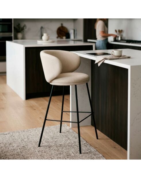 Lot de 2 tabourets en tissu Staletti beige - 56 x 53 x 99 cm