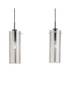 Suspension linéaire Dorgali en métal avec trois diffuseurs en verre noir - 79 x 10 x 33 cm