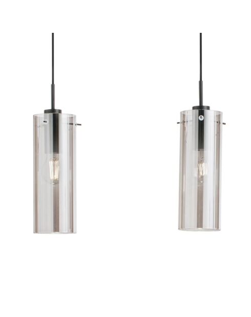 Suspension linéaire Dorgali en métal avec trois diffuseurs en verre noir - 79 x 10 x 33 cm