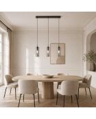 Suspension linéaire Dorgali en métal avec trois diffuseurs en verre noir - 79 x 10 x 33 cm