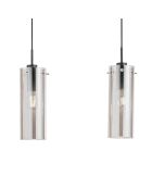 Suspension linéaire Dorgali en métal avec trois diffuseurs en verre noir - 79 x 10 x 33 cm