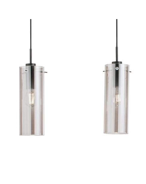 Suspension linéaire Dorgali en métal avec trois diffuseurs en verre noir - 79 x 10 x 33 cm
