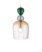 Suspension Nardò avec diffuseur en verre unique ambre - 15,7 x 235,5 cm