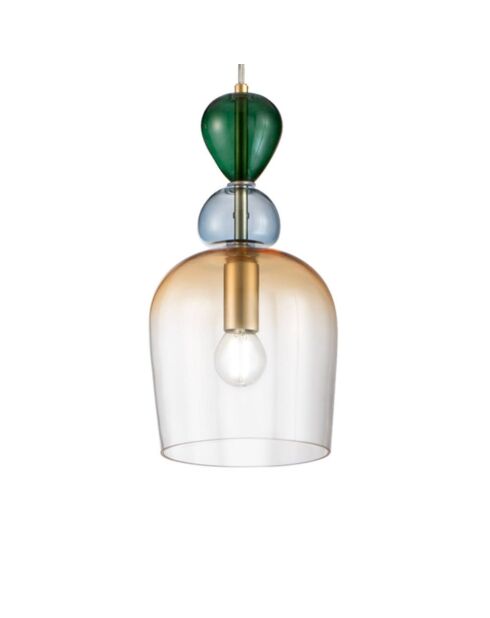Suspension Nardò avec diffuseur en verre unique ambre - 15,7 x 235,5 cm