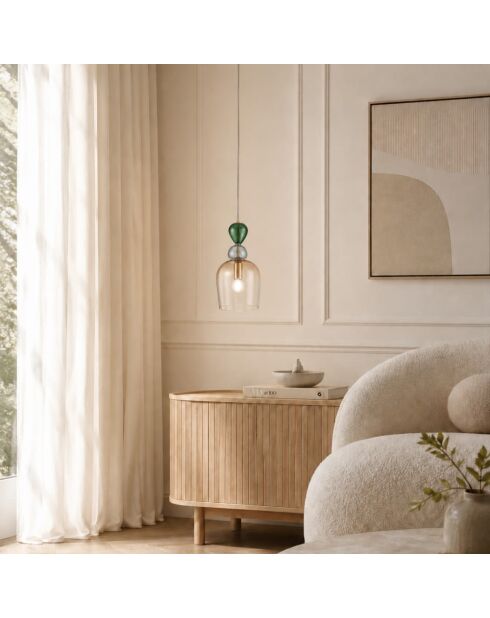Suspension Nardò avec diffuseur en verre unique ambre - 15,7 x 235,5 cm