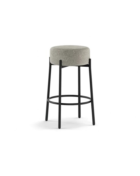 Ensemble de 2 tabourets de bar et de cuisine en tissu Tropea gris /noir - 41 x 41 x 67 cm