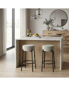 Ensemble de 2 tabourets de bar et de cuisine en tissu Tropea gris /noir - 41 x 41 x 67 cm