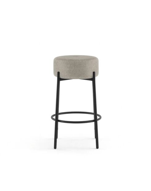 Ensemble de 2 tabourets de bar et de cuisine en tissu Tropea gris /noir - 41 x 41 x 67 cm