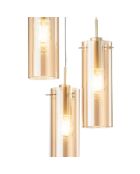 Suspension Dorgali en métal avec trois diffuseurs en verre doré - 27,3 x 27,3 x 43,8 cm