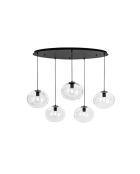 Suspension Melissa en métal avec cinq diffuseurs en verre soufflé noir - 119,5 x 78,5 x 32,5 cm