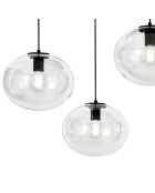 Suspension Melissa en métal avec cinq diffuseurs en verre soufflé noir - 119,5 x 78,5 x 32,5 cm