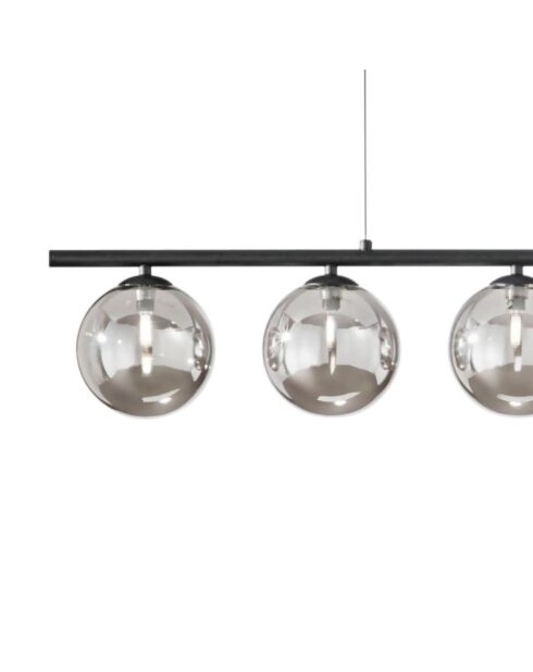 Suspension linéaire en métal Surbo avec cinq diffuseurs noir - 100 x 15 x 15 cm