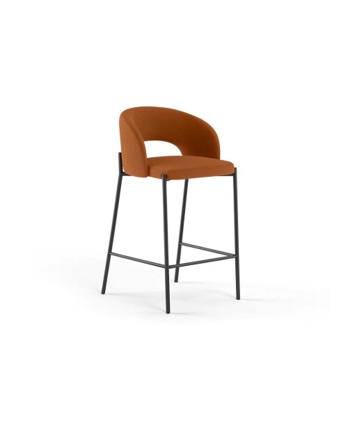 Ensemble de 2 tabourets de bar et de cuisine en tissu Lucca orange/anthracite - 50 x 52 x 89 cm