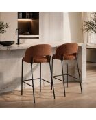 Ensemble de 2 tabourets de bar et de cuisine en tissu Lucca orange/anthracite - 50 x 52 x 89 cm