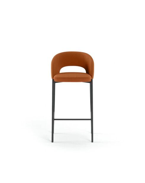 Ensemble de 2 tabourets de bar et de cuisine en tissu Lucca orange/anthracite - 50 x 52 x 89 cm