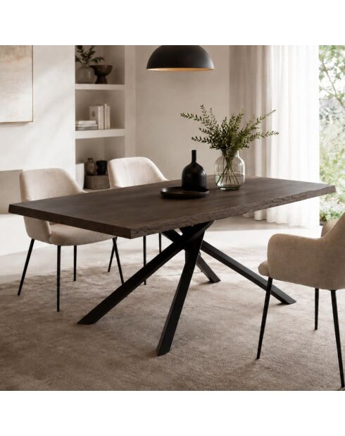 Table de salle à manger Udine 160 extensible chêne traité thermiquement/noir - 160/240 cm