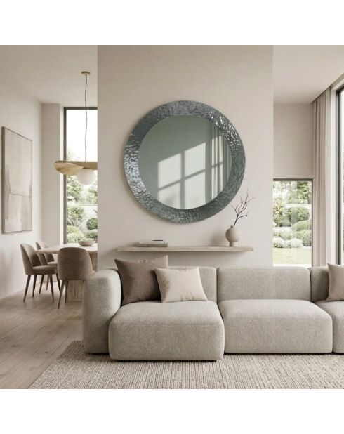 Miroir mural rond Narni avec cadre en verre fumée - 100 x 3 x 100 cm