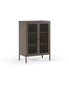 Buffet Veroli à 2 portes en métal perforé moka - 70 x 40 x 100 cm