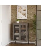 Buffet Veroli à 2 portes en métal perforé moka - 70 x 40 x 100 cm