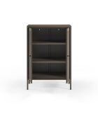 Buffet Veroli à 2 portes en métal perforé moka - 70 x 40 x 100 cm