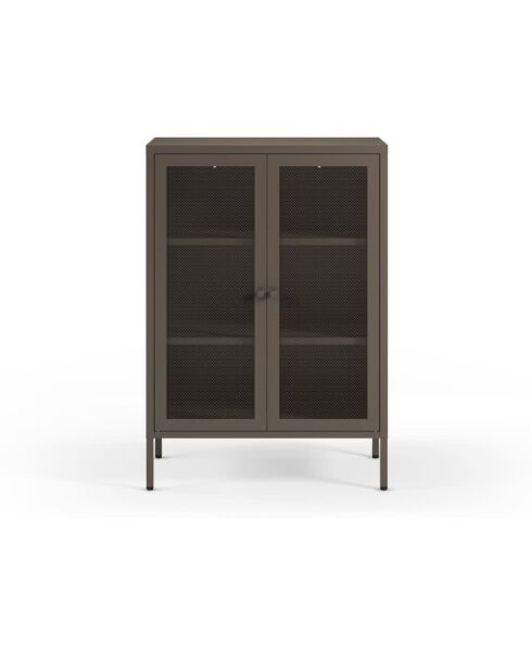 Buffet Veroli à 2 portes en métal perforé moka - 70 x 40 x 100 cm