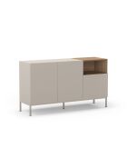 Buffet à 3 portes et 1 étagère Sapri en stratifié avec structure métallique crème/marron - 140 x 42 x 80 cm