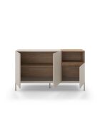 Buffet à 3 portes et 1 étagère Sapri en stratifié avec structure métallique crème/marron - 140 x 42 x 80 cm