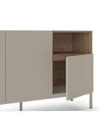 Buffet à 3 portes et 1 étagère Sapri en stratifié avec structure métallique crème/marron - 140 x 42 x 80 cm
