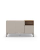 Buffet à 3 portes et 1 étagère Sapri en stratifié avec structure métallique crème/marron - 140 x 42 x 80 cm