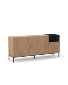 Buffet à 4 portes et 1 étagère Sapri en stratifié structure métallique brun/noir - 180 x 40 x 80 cm