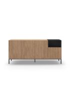 Buffet à 4 portes et 1 étagère Sapri en stratifié structure métallique brun/noir - 180 x 40 x 80 cm
