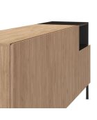 Buffet à 4 portes et 1 étagère Sapri en stratifié structure métallique brun/noir - 180 x 40 x 80 cm